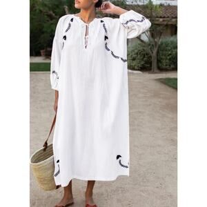 EMERSON FRY FOLK MAXI DRESS - WHITE DOVE EMBROIDERY one size
